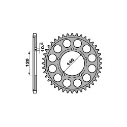 Couronne PBR 45 dents acier standard pas 530 type 4409