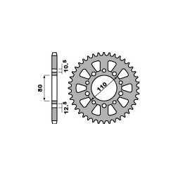 Couronne PBR 45 dents acier standard pas 530 type 334