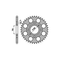 Couronne PBR 36 dents acier standard pas 530 type 246