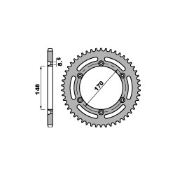 Couronne PBR 47 dents acier standard pas 520 type 804