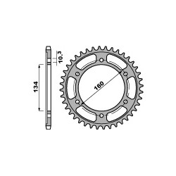 Couronne PBR 45 dents acier standard pas 525 type 4405