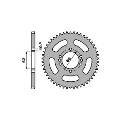 Couronne PBR 50 dents acier standard pas 428 type 843