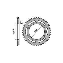 Couronne PBR 49 dents acier standard pas 520 type 3552