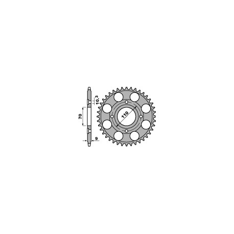 Couronne PBR 36 dents acier standard pas 520 type 247