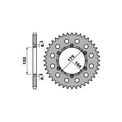 Couronne PBR 42 dents acier standard pas 520 type 856