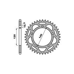 Couronne PBR 43 dents acier standard pas 520 type 4397