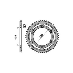 Couronne PBR 54 dents acier standard pas 428 type 4547