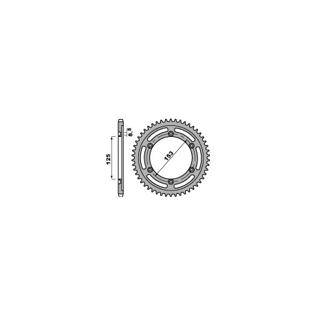 Couronne PBR 54 dents acier standard pas 428 type 4547