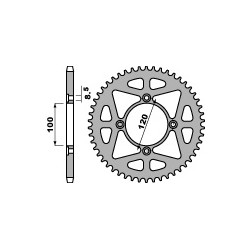 Couronne PBR 54 dents acier standard pas 428 type 4478