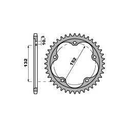 Couronne PBR 43 dents alu ultra-light anodisé dur pas 525 type 4460