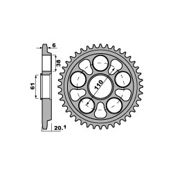 Couronne PBR 41 dents alu ultra-light anodisé dur pas 520 type 4420