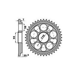 Couronne PBR 42 dents alu ultra-light anodisé dur pas 525 type 4320