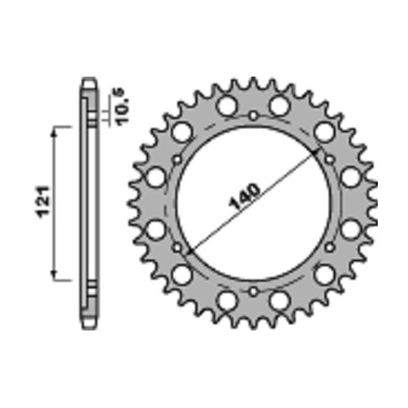 Couronne PBR 40 dents acier standard pas 530 type 4435 Cagiva Raptor 1000