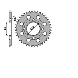 Couronne PBR 38 dents acier standard pas 530 type 849