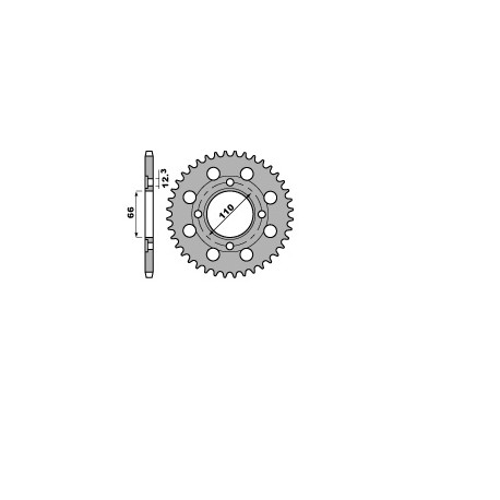Couronne PBR 38 dents acier standard pas 530 type 849