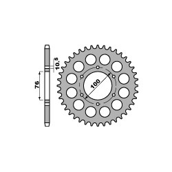 Couronne PBR 40 dents acier standard pas 530 type 816