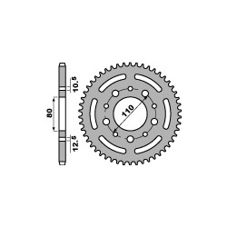 Couronne PBR 45 dents acier standard pas 525 type 4350