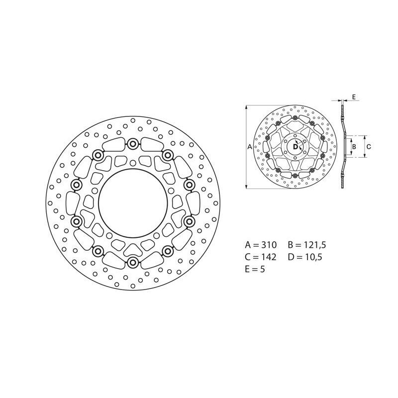 Disque de frein arrière fixe 240 mm BREMBO série ORO HONDA - PAM RACING