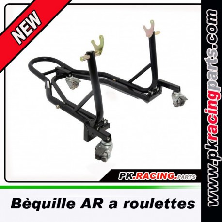 Bequille moto arriere a roulettes 