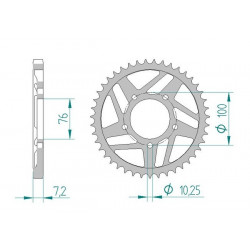 Couronne AFAM 44 dents alu pas 520 type 93622
