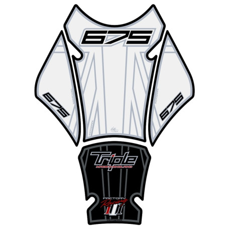 Protection de réservoir MOTOGRAFIX 3pcs blanc/noir Triumph