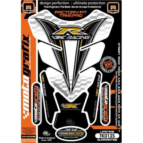 Protection de réservoir MOTOGRAFIX 4pcs blanc/noir/or Kawasaki