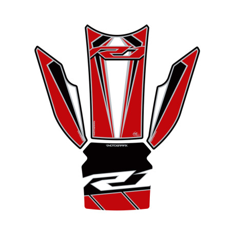 Protection de réservoir MOTOGRAFIX 4pcs blanc/rouge Yamaha YZF-R1