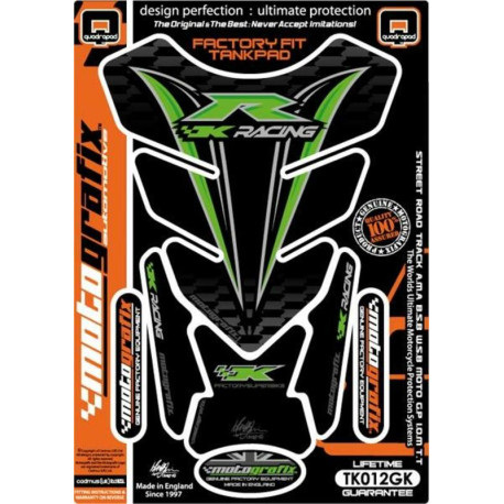 Protection de réservoir MOTOGRAFIX 4pcs noir/vert Kawasaki