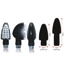 Clignotants BIHR Triangle LED long noir universel 