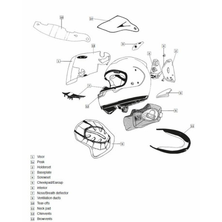 NEUF Kit ventilation latéral  ARAI casque intégral Diamond Black 