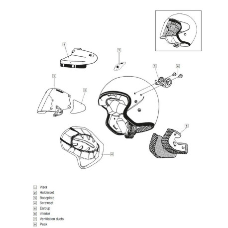 Coussin joue SZ-LIGHT ARAI casque jet clair 25mm