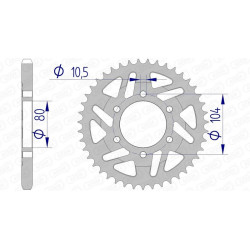 Couronne AFAM 40 dents alu pas 525 type 17610 Kawasaki
