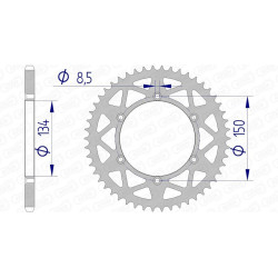 Couronne AFAM 47 dents alu pas 520 type 17206N Kawasaki