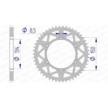 Couronne AFAM 47 dents alu pas 520 type 17206N Kawasaki