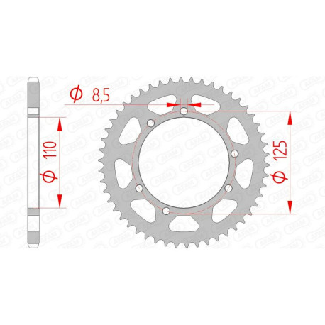 Couronne AFAM 50 dents acier pas 420 type 14109 Suzuki SMX/RMX50