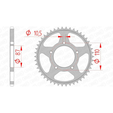 Couronne AFAM 49 dents acier pas 520 type 14405 Suzuki