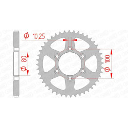 Couronne AFAM 39 dents acier pas 525 type 92666 Voxan 1000