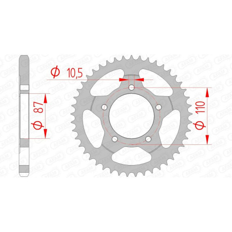 Couronne AFAM 45 dents acier pas 525 type 14404 Suzuki GSF400 Bandit