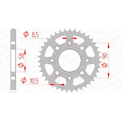 Couronne AFAM 37 dents acier pas 428 type 10201