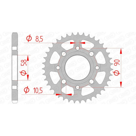 Couronne AFAM 37 dents acier pas 428 type 10201