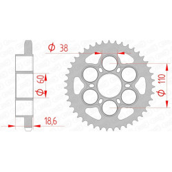 Couronne AFAM 39 dents acier pas 525 type 50801 Ducati