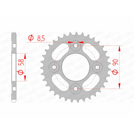 Couronne AFAM 34 dents acier pas 420 type 10117 Honda MSX125