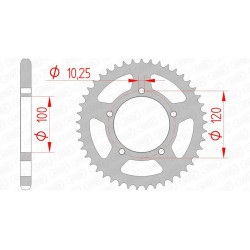 Couronne AFAM 45 dents acier pas 525 type 35800 Aprilia RSV 1000