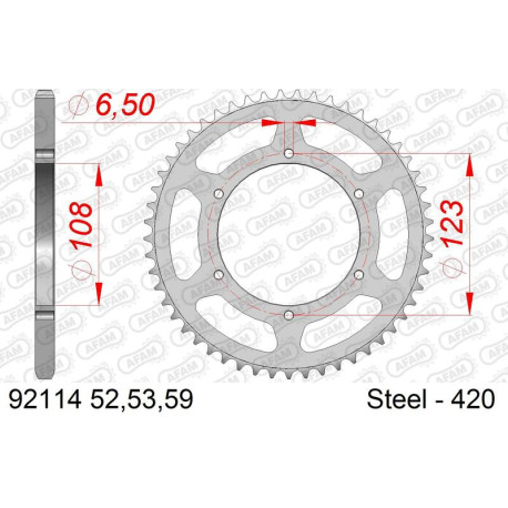 Couronne AFAM 59 dents acier standard pas 420 type 92114