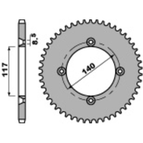 Couronne PBR 46 dents acier standard pas 428 type 831