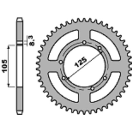 Couronne PBR 43 dents alu ultra-light pas 525 type 4413