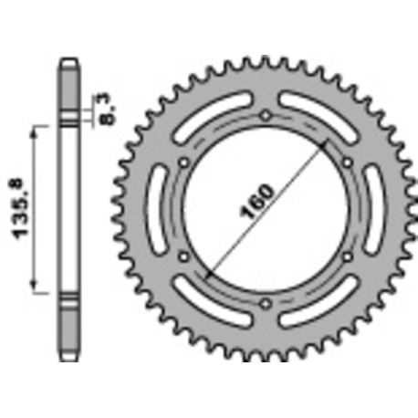 Couronne PBR 49 dents acier standard pas 520 type 3552