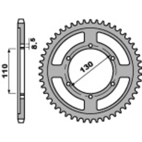 Couronne PBR 46 dents acier standard pas 428 type 4372