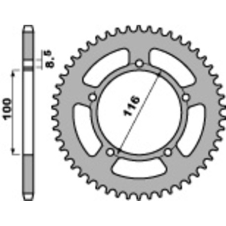 Couronne PBR 50 dents acier standard pas 420 type 464