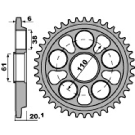 Couronne PBR 41 dents alu ultra-light anodisé dur pas 520 type 4420